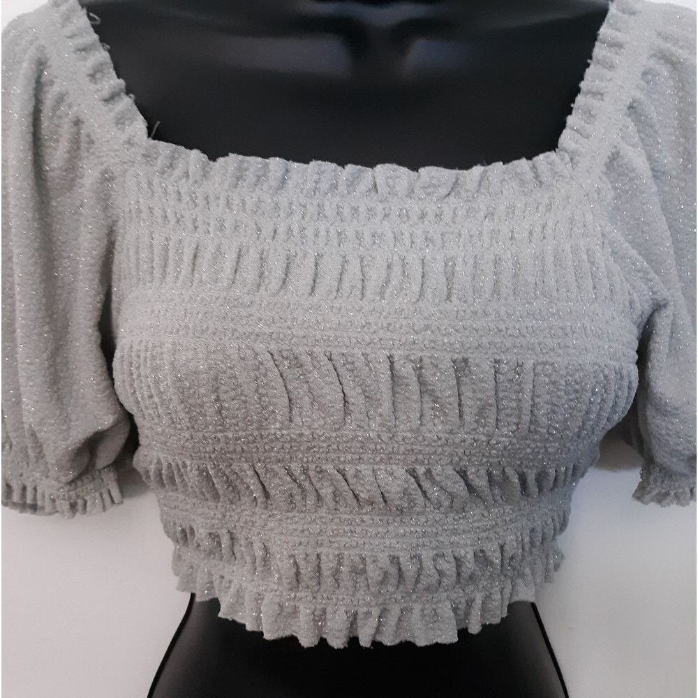 Urban Outfitters sparkly gray crop top - Picture 3 of 4